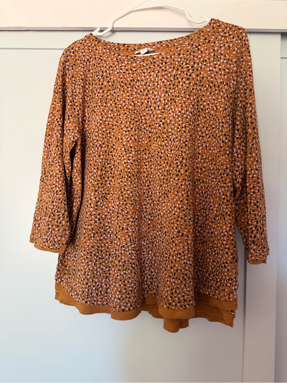 J. Jill Orange Dot-Print Three Quarter Sleeve Tunic